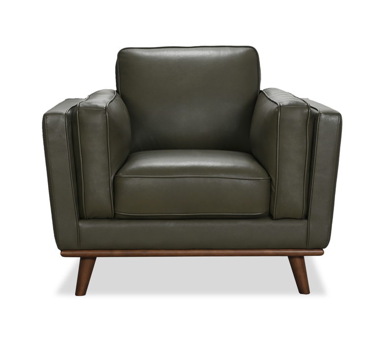 Viero 42.1\" Genuine Leather Accent Chair - Green  