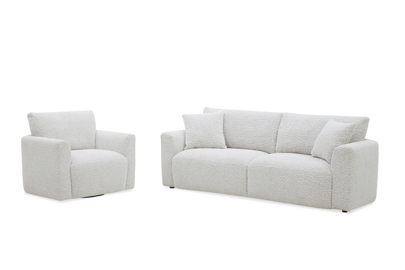Waverly 40.55” Contemporary Fabric Swivel Chair with Removable Back Cushion – Linen