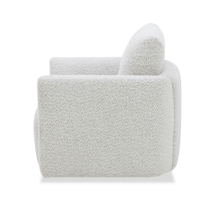 Waverly 40.55” Contemporary Fabric Swivel Chair with Removable Back Cushion – Linen