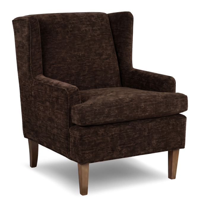 Made in Canada Sofa Lab Customizable Wingback 30\" Fabric Accent Chair – Plush Chocolate