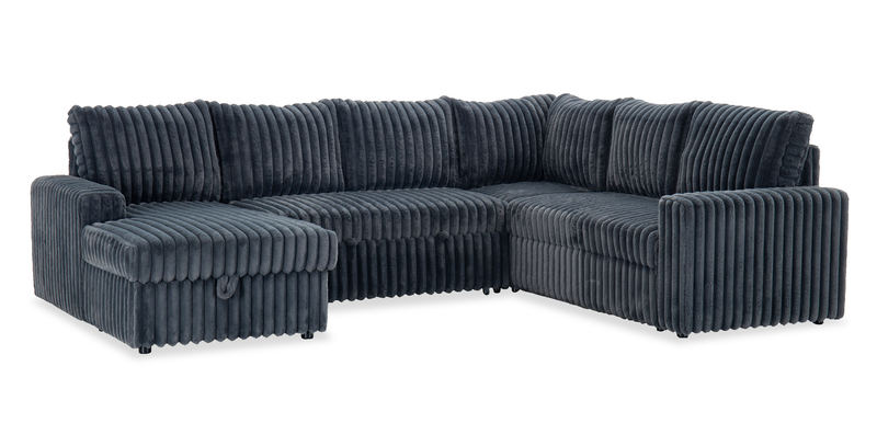 Winston 3-Piece Left-Facing Fabric Sleeper Sectional with Storage Chaise – Slate