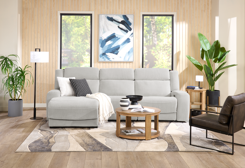 Shaquille O’Neal Home Legacy 3-Piece Left-Facing Power Reclining Sectional with Shaq-o-pedic Comfort - Grey 