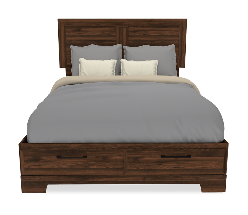 Yorkdale 6-Drawer Platform Bed with Headboard & Storage Frame, Made in Canada, Walnut Brown- Full Size