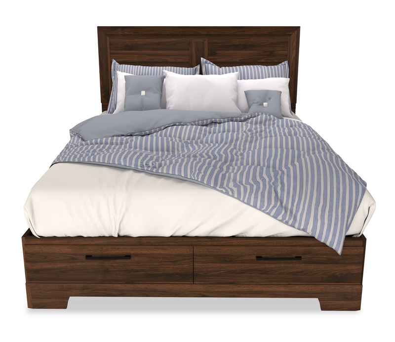 Yorkdale 6pc Bedroom Set, Storage, Dresser, Mirror, Nightstand - Walnut Brown - Full Size
