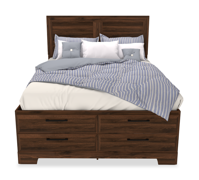 Yorkdale 6pc Set,12-Drawer Storage, Dresser, Mirror & Nightstand, Walnut Brown - Full Size