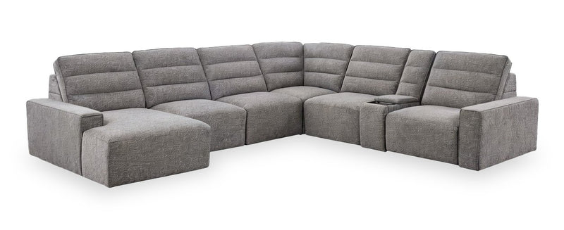 Shaquille O’Neal Home Prestige 7-Piece Left-Facing Sectional with Power Reclining and Power Sliding – Grey