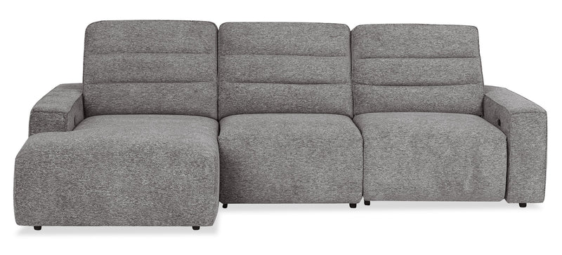 Shaquille O’Neal Home Prestige 3-Piece Left-Facing Sectional with Power Reclining – Grey 