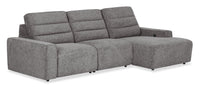 Shaquille O’Neal Home Prestige 3-Piece Right-Facing Sectional with Power Reclining – Grey 