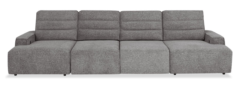 Shaquille O’Neal Home Prestige 4-Piece Sectional with Power Sliding and Storage Chaise – Grey