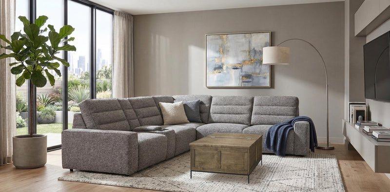 Shaquille O’Neal Home Prestige 6-Piece Sectional with Power Reclining – Grey