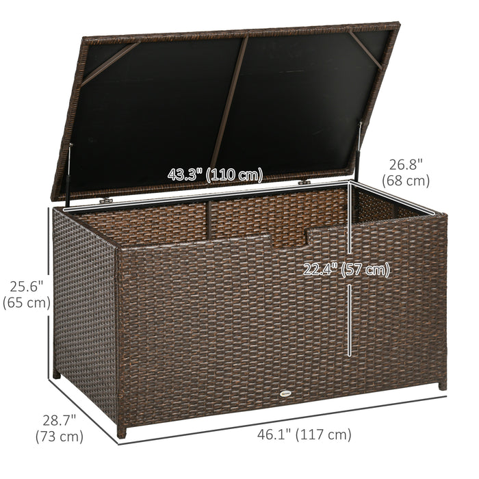 Outsunny 113 Gallon Rattan Deck Box With Lid And Handle, Brown