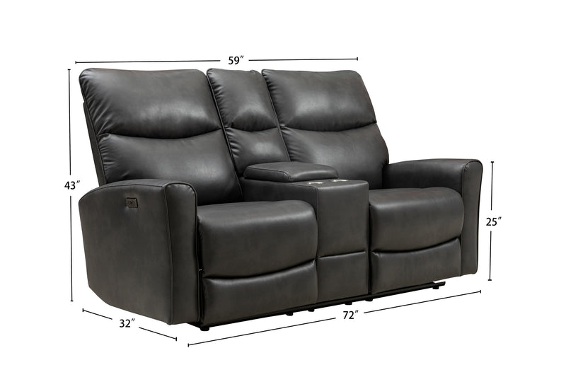 Quest 73\" Leather-Look Fabric Power Reclining Loveseat - Grey