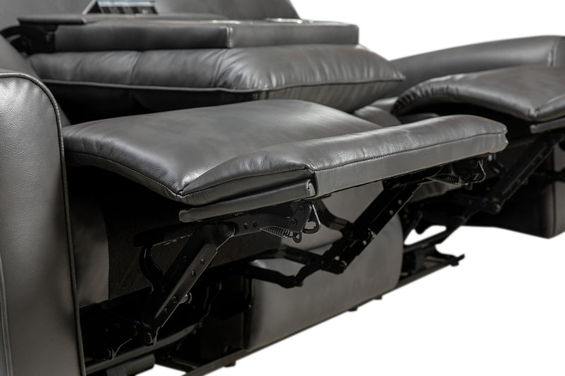Quest 82.5\" Leather-Look Fabric Power Reclining Sofa - Grey