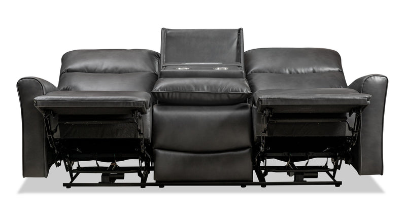 Quest 82.5\" Leather-Look Fabric Power Reclining Sofa - Grey