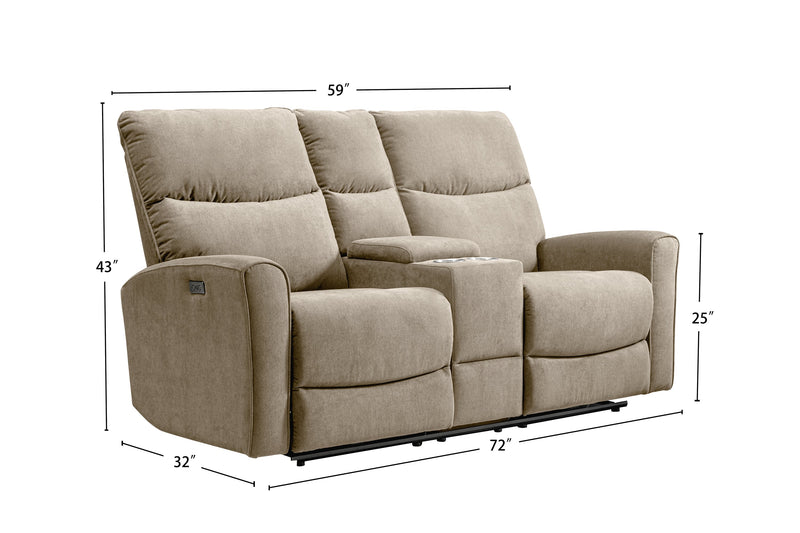 Quest 73\" Chenille Fabric Power Reclining Loveseat - Cobblestone