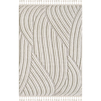 Quinto Brushed Beige Waves Shag Area Rug - 7'7