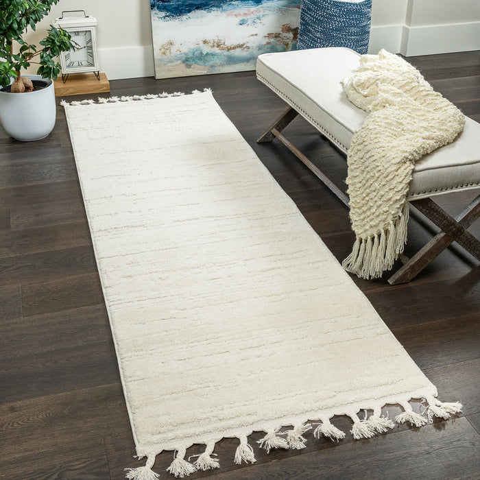 Quinto Cream Waves Shag Area Rug - 2'7\" x 8'