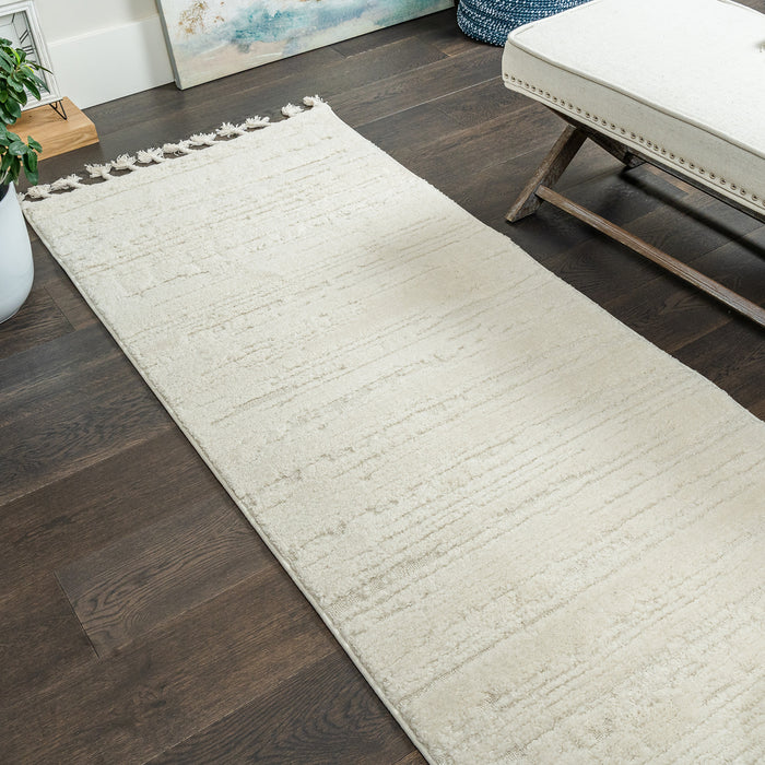 Quinto Cream Waves Shag Area Rug - 2'7\" x 8'