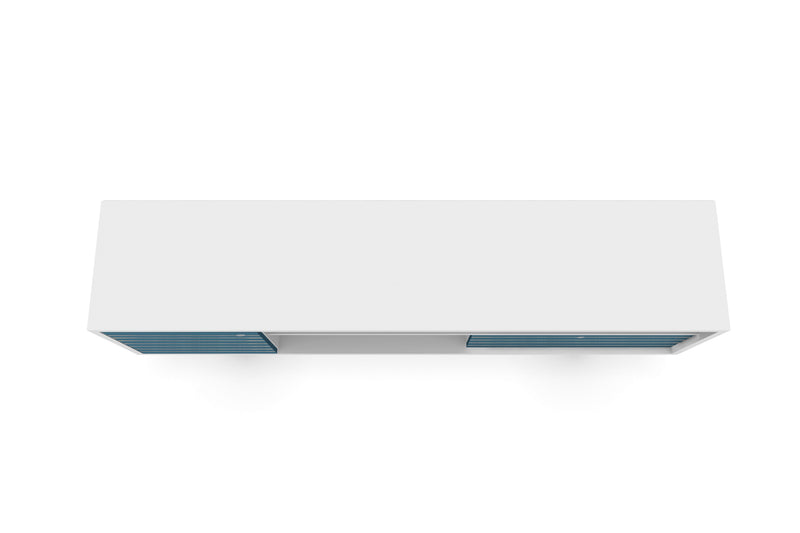 Manhattan Comfort Liberty 70.86\" Mid-Century Modern TV Stand with 4 Shelving Spaces & 1 Drawer - White & Aqua Blue