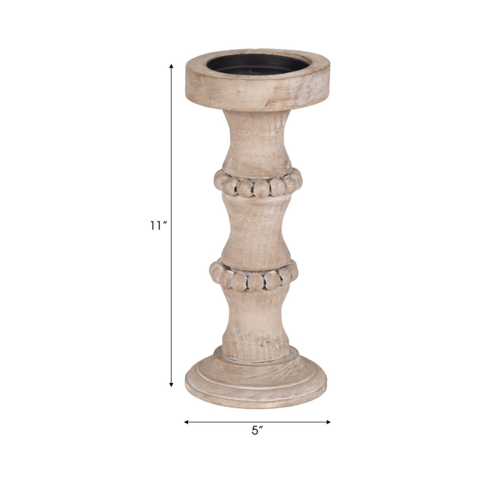 Wooden 11\" Antique Candle Holder