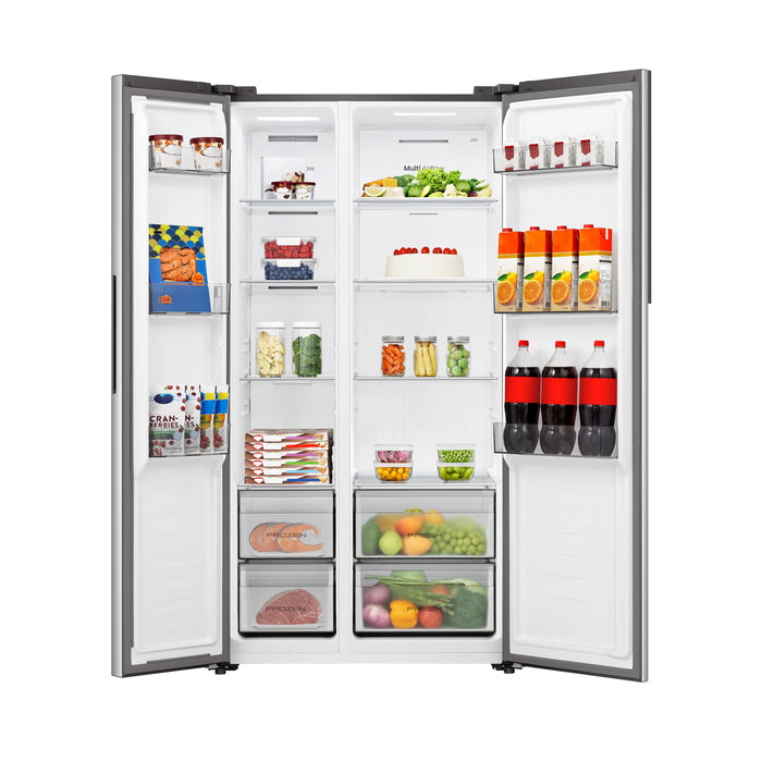 Hisense 36” 19.2 Cu. Ft. Silver Side-by-Side Refrigerator with Recessed Handle – Stainless Steel - RS19C2ASD
