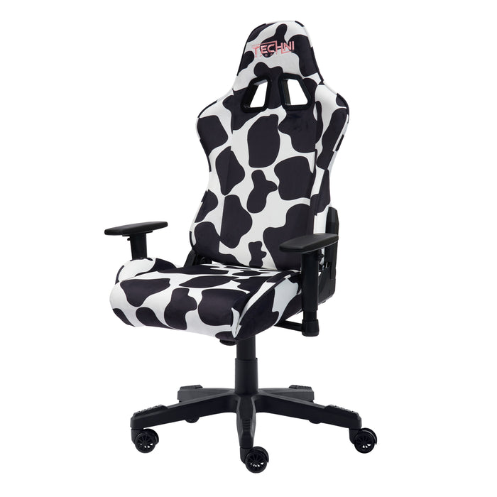 Techni Sport TS85 Cow Print Luxx Series Office Gaming Chair - Black