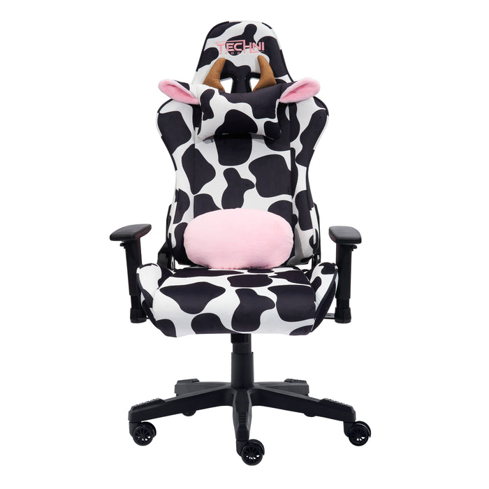 Techni Sport TS85 Cow Print Luxx Series Office Gaming Chair - Black