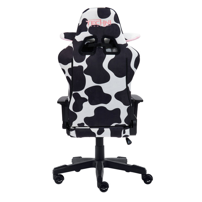 Techni Sport TS85 Cow Print Luxx Series Office Gaming Chair - Black