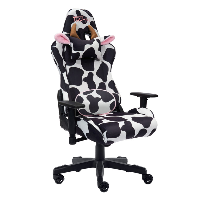 Techni Sport TS85 Cow Print Luxx Series Office Gaming Chair - Black