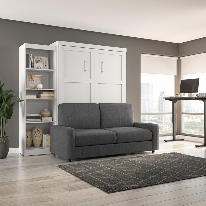 Bestar Pur Queen 5-Shelf Murphy Bed with Sofa - White