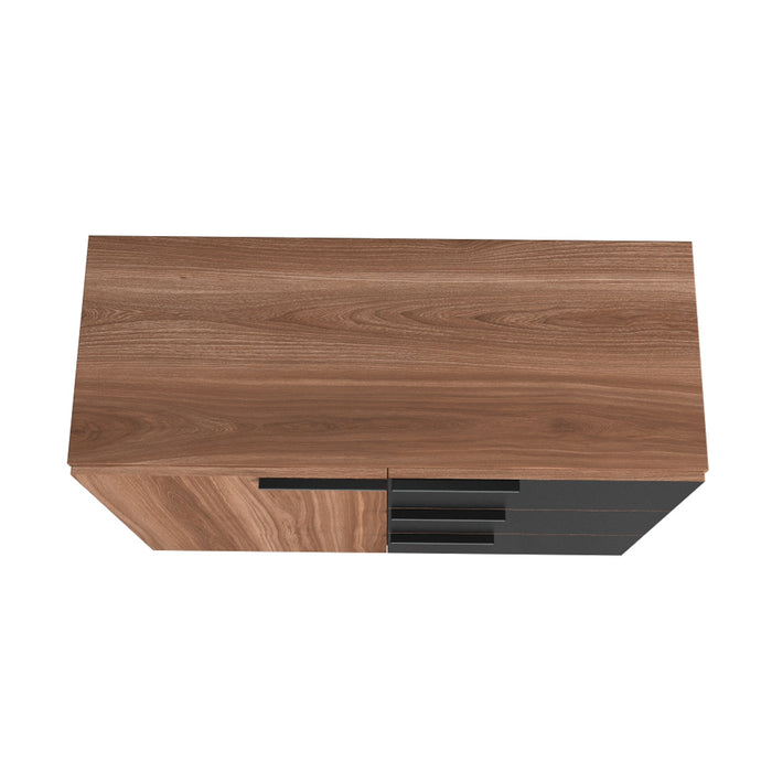 Manhattan Comfort Beekman 35.43” Sideboard with 2 Shelves - Brown & Black