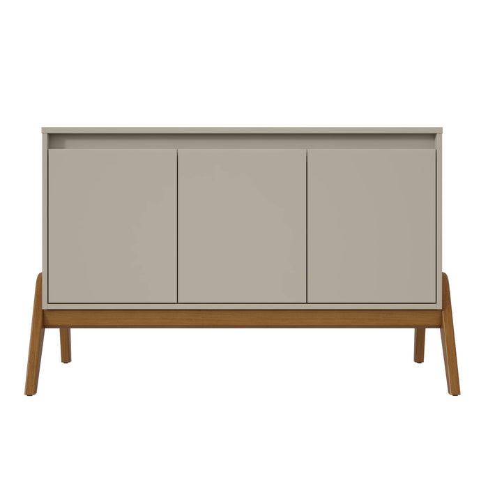 Manhattan Comfort Mid-Century Modern Gales 48.50” Sideboard with Solid Wood Legs - Greige