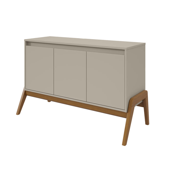 Manhattan Comfort Mid-Century Modern Gales 48.50” Sideboard with Solid Wood Legs - Greige