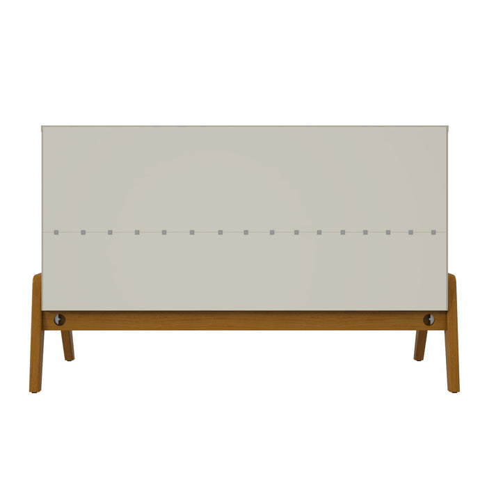 Manhattan Comfort Mid-Century Modern Gales 48.50” Sideboard with Solid Wood Legs - Matte White