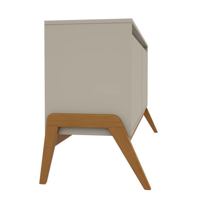 Manhattan Comfort Mid-Century Modern Gales 63.32” Sideboard with Solid Wood Legs - Greige