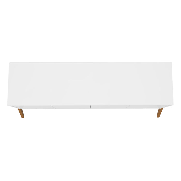 Manhattan Comfort Mid-Century Modern Gales 63.32” Sideboard with Solid Wood Legs - Matte White