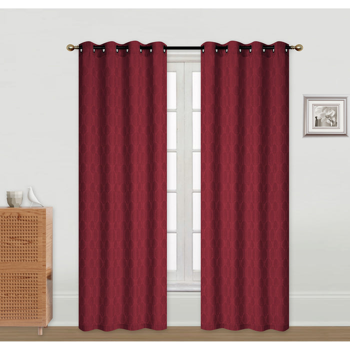 Jacquard Panel Tree Burgundy 96\" - Set of 2