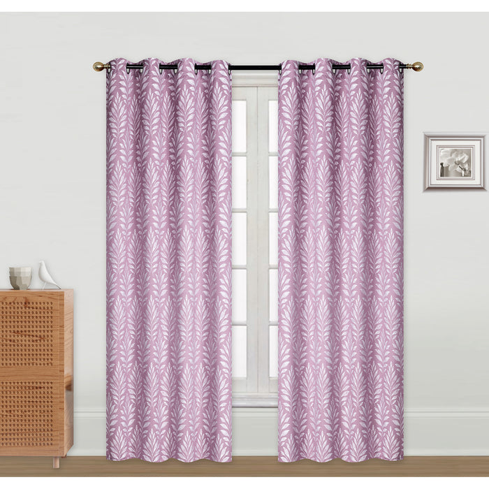 Embroidered Panel Fern Dark Rose 96\" - Set of 2 Drapes and Blinds