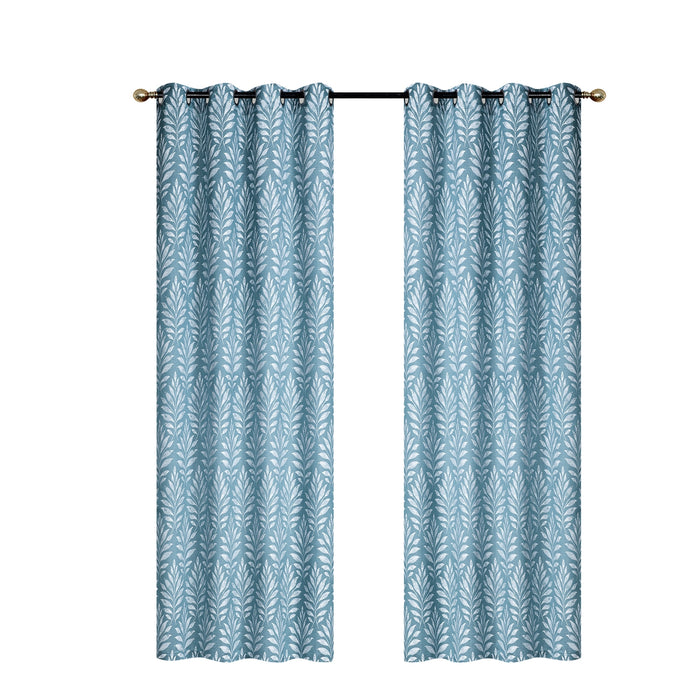 Embroidered Panel Fern Teal 96\" - Set of 2 Drapes and Blinds