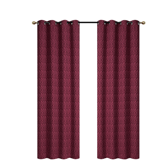 Jacquard Panel Cubic Red 84\" - Set of 2 Drapes and Blinds
