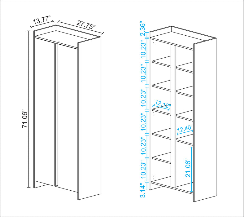 Manhattan Comfort Mid-Century Modern Ratzer Storage Cabinet with 11 Shelves - White & Brown