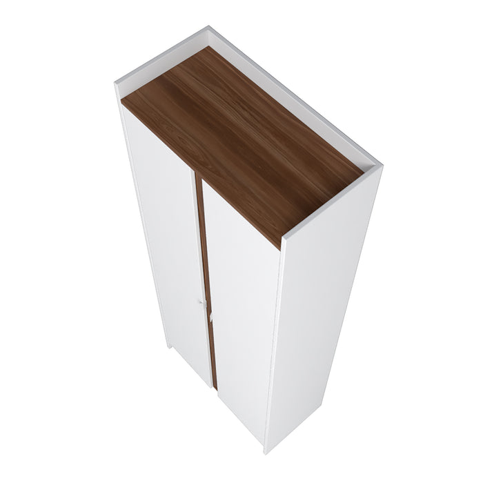 Manhattan Comfort Mid-Century Modern Ratzer Storage Cabinet with 11 Shelves - White & Brown