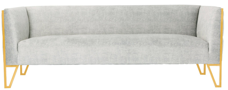 Manhattan Comfort Vector 81.5\" Velvet Sofa - Grey & Gold