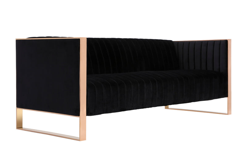 Manhattan Comfort Trillium 83.07\" Sofa - Black & Gold