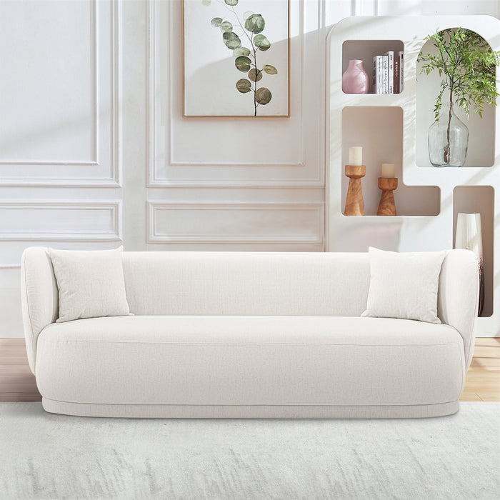 Manhattan Comfort Contemporary Siri Linen Weave 92.52\" Sofa with Pillows - Cream