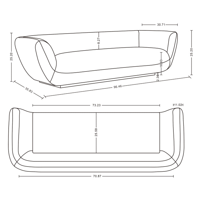 Manhattan Comfort Contemporary Ulka Chenille Sofa with Pillows - Cream