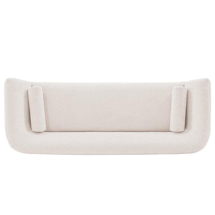 Manhattan Comfort Contemporary Ulka Chenille Sofa with Pillows - Cream