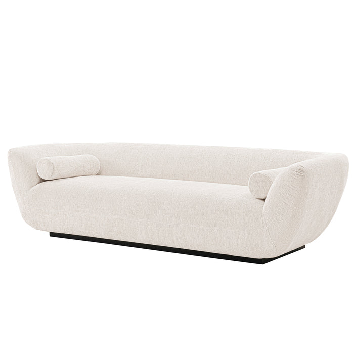 Manhattan Comfort Contemporary Ulka Chenille Sofa with Pillows - Cream