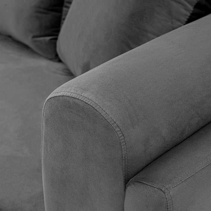 Manhattan Comfort Contemporary Edmonda Velvet Sofa with Pillows - Dark Grey