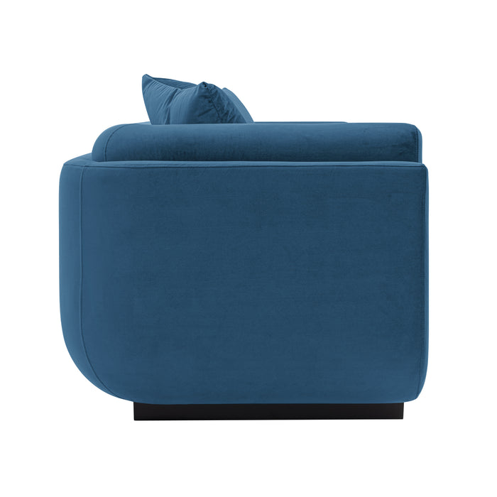 Manhattan Comfort Contemporary Edmonda Velvet Sofa with Pillows - Sapphire Blue